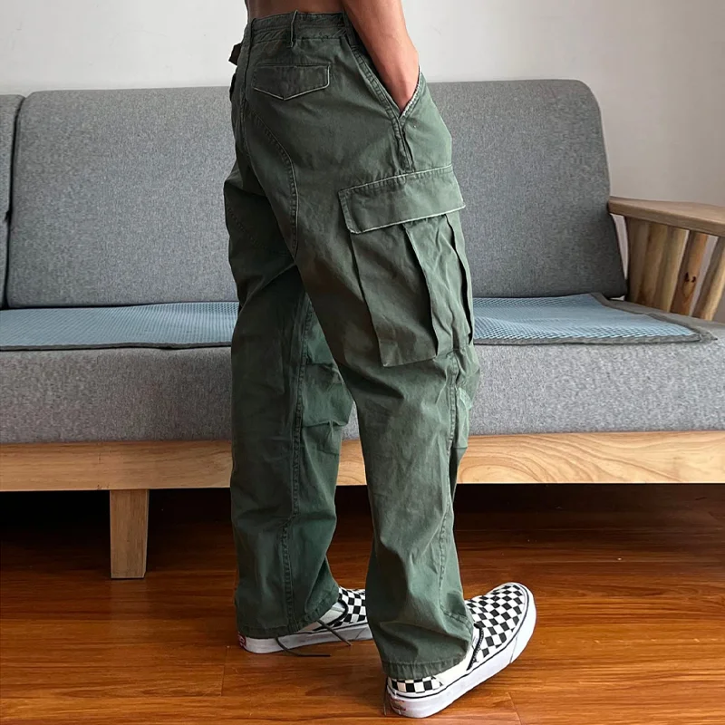 [24-hour shipping out]Men's Loose Large Pocket Wear-resistant Cargo Paratrooper Pants 35879567Z