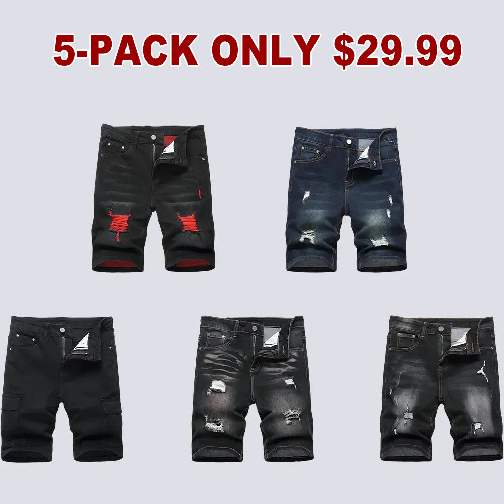 🔥Spring Fresh Sale 🎁Men's Ripped Denim Shorts, Stretch, Distressed Street Style