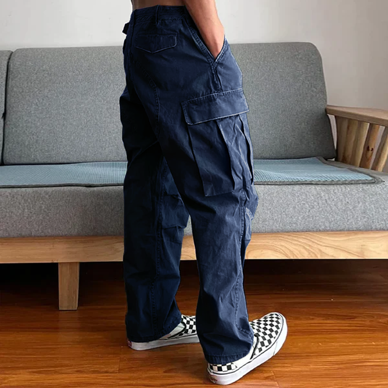 [24-hour shipping out]Men's Loose Large Pocket Wear-resistant Cargo Paratrooper Pants 35879567Z