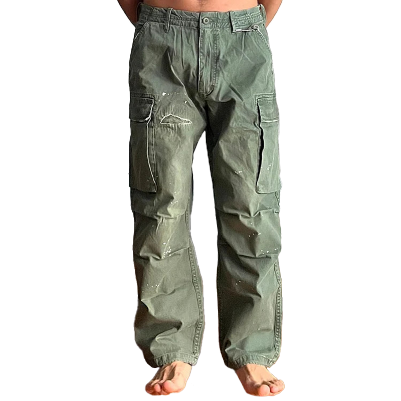 [24-hour shipping out]Men's Loose Large Pocket Wear-resistant Cargo Paratrooper Pants 35879567Z