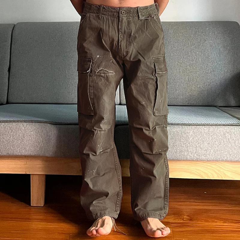 [24-hour shipping out]Men's Loose Large Pocket Wear-resistant Cargo Paratrooper Pants 35879567Z